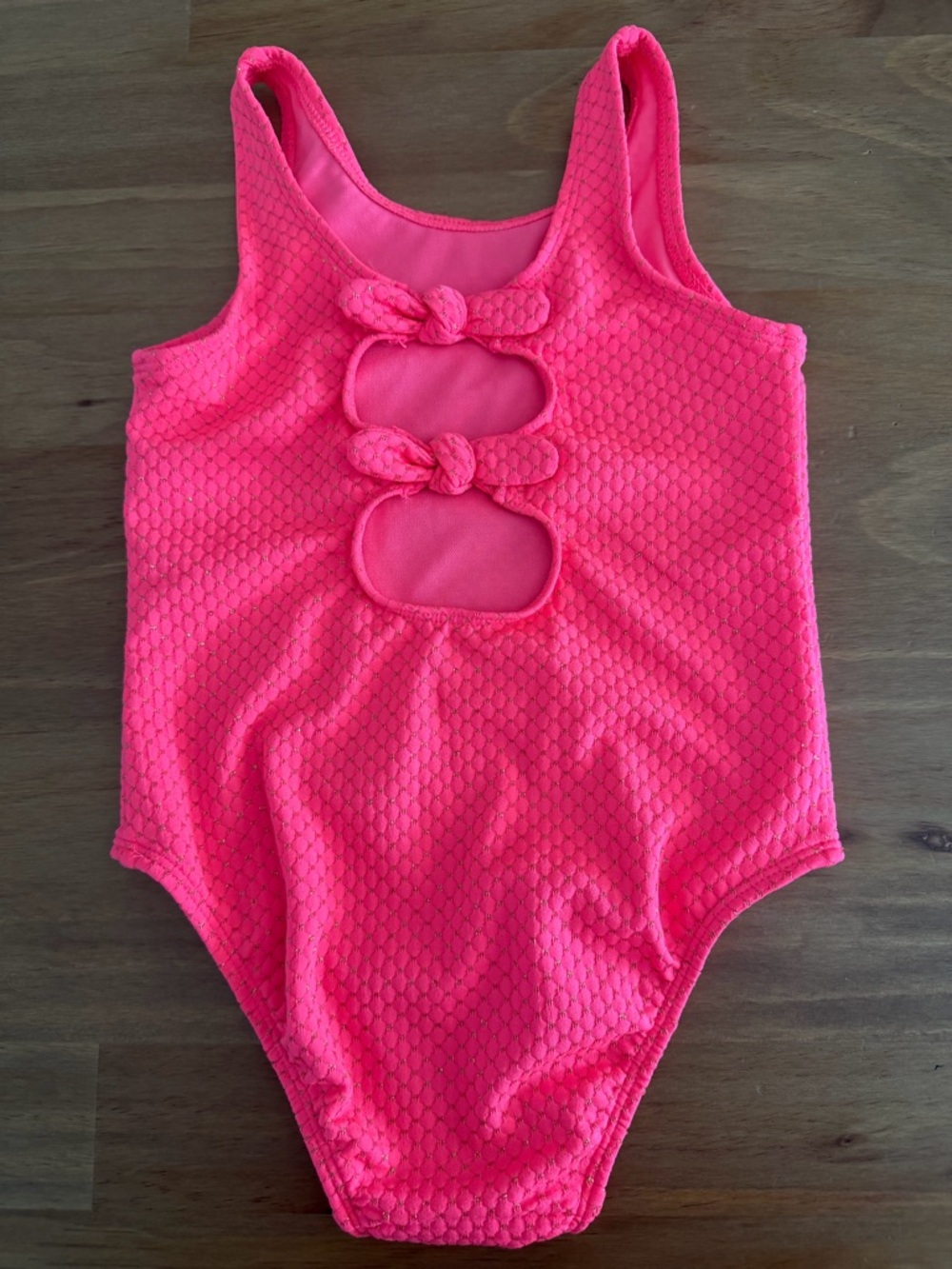 Cat & Jack Neon Pink Girls' One-Piece Swimsuit Size 5T - Picture 3 of 7